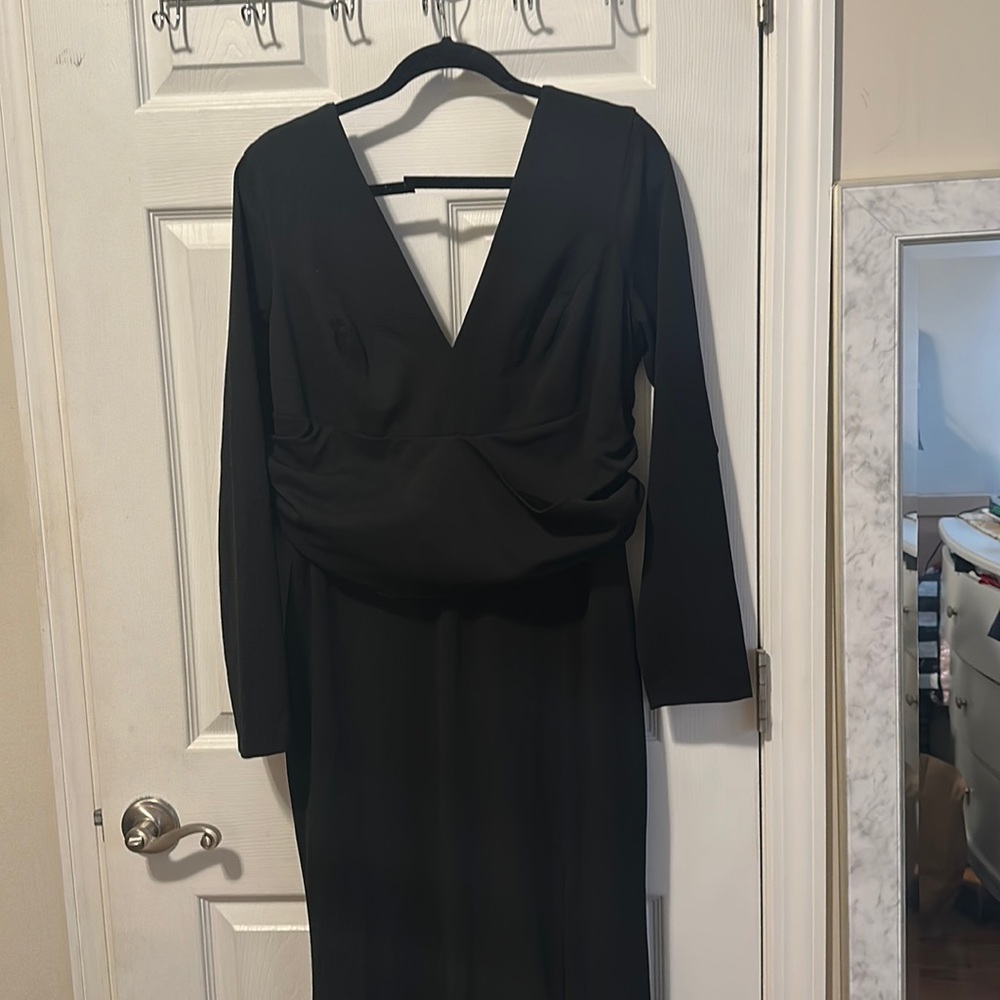 Dress the Population Carmen Black Long Sleeve V-Neck Dress size XXL